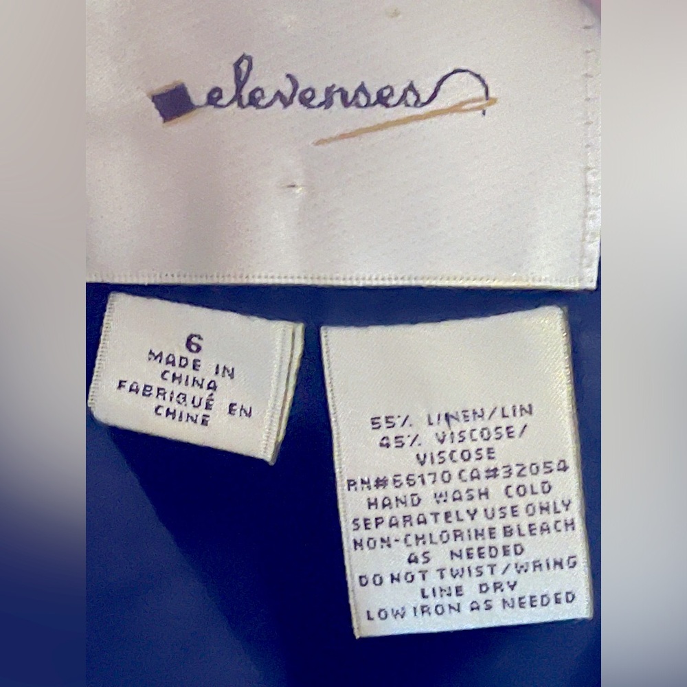 Anthropologie Elevenses High waisted Wide leg linen Pants in dark blue size 6 - Picture 9 of 11